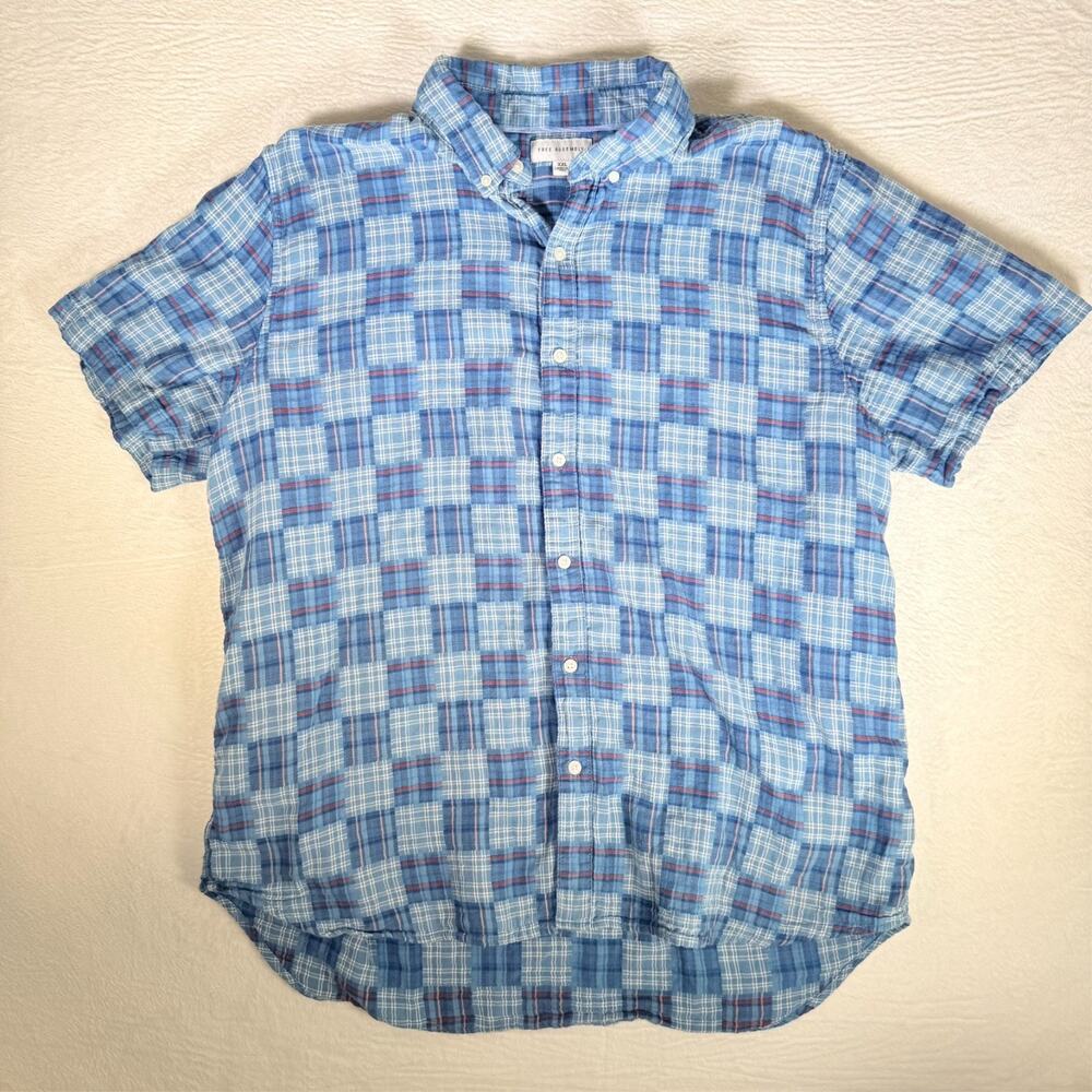 Free Assembly‎ Men's XXL 100% Cotton Patchwork Shirt with Short Sleeves